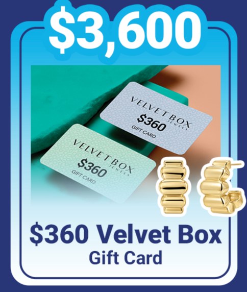 $360 Velvet Box gift card — prize for raising $3,600